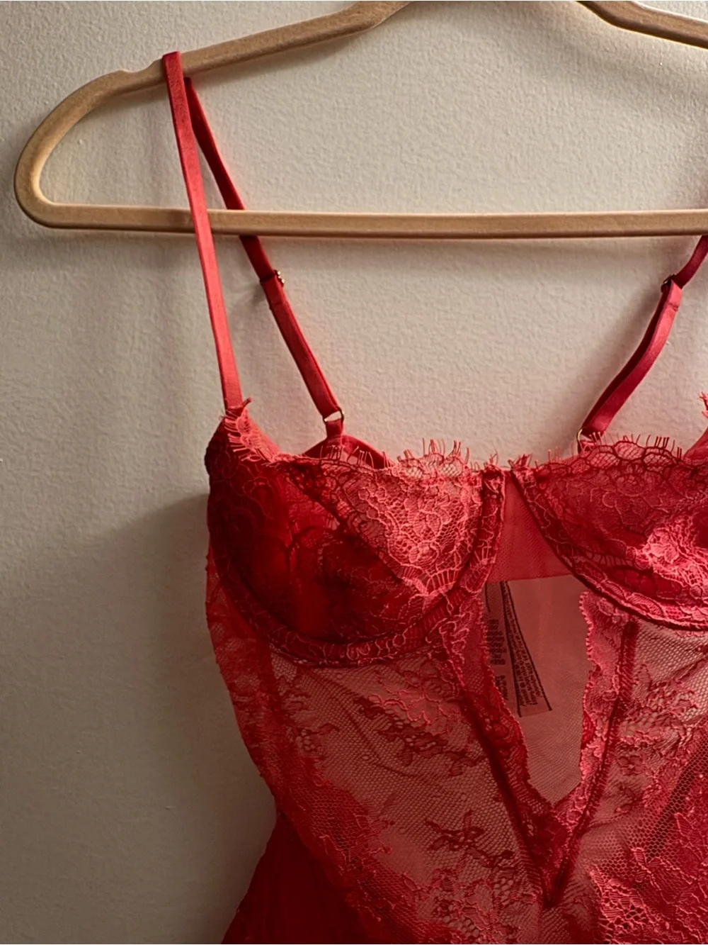 NWT Victoria's Secret Red Lace Plunge Teddy